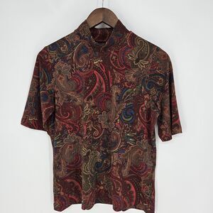 Appleseeds Paisley Mock Neck Blouse Maximalist Medium Petite